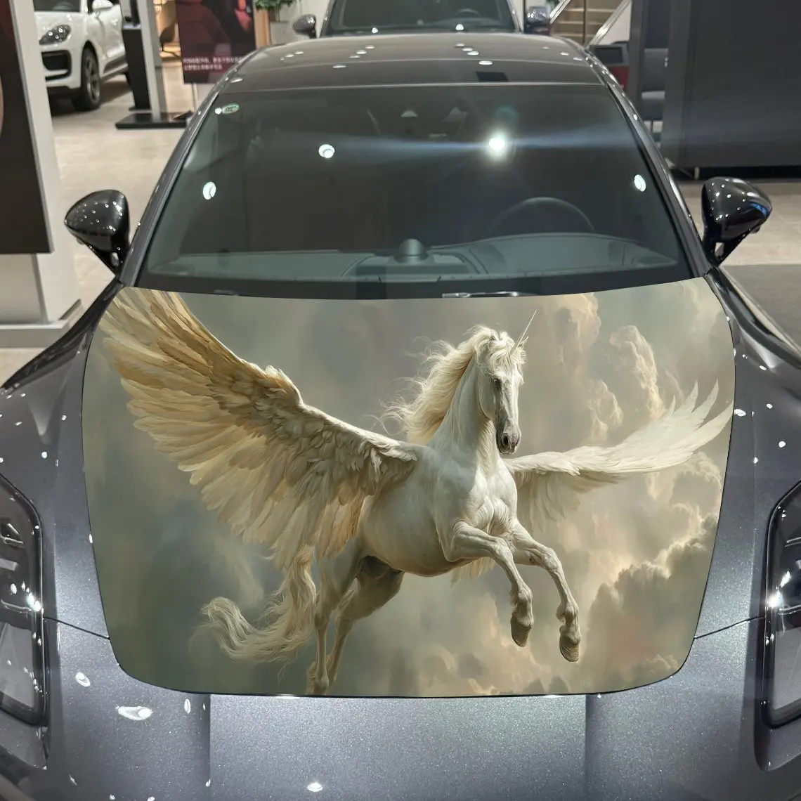 Majestic White Horse Car Hood Stickers - Self-Adhesive, Waterproof and Durable Vinyl Wrap, Decorate And Protect Your Car - The G