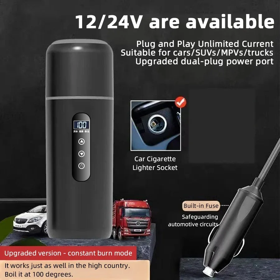 500 ml Wasserkocher Tragbare Auto Heizung Tasse 12 V/24 V Touchscreen Intelligente Temperatur Einstellung Reise thermische Wasserkocher