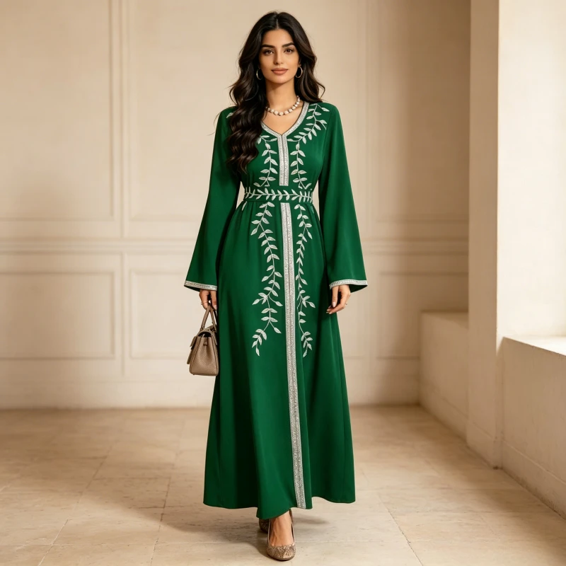 

Eid Women Dresses Abaya Muslim Embroidery Kaftan Jalabiya Sashes Party Long Dress Morocco Ramadan Dubai Abayas Vestidos 2026
