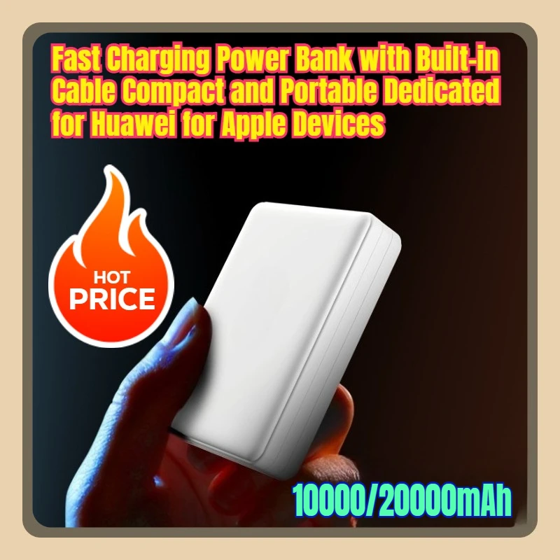 

10000/20000mAh Fast Charging Power Bank with Built-in Cable Compact and Portable Dedicated for Huawei for Apple Devices