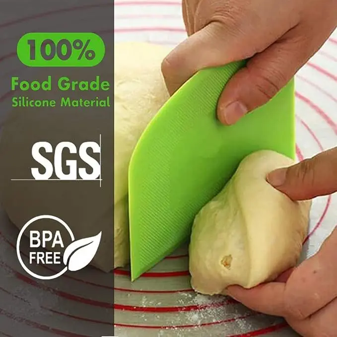 Food Grade Plastic Half Moon Dough Scraper, Multifunctional Bowl Scraper for Baking