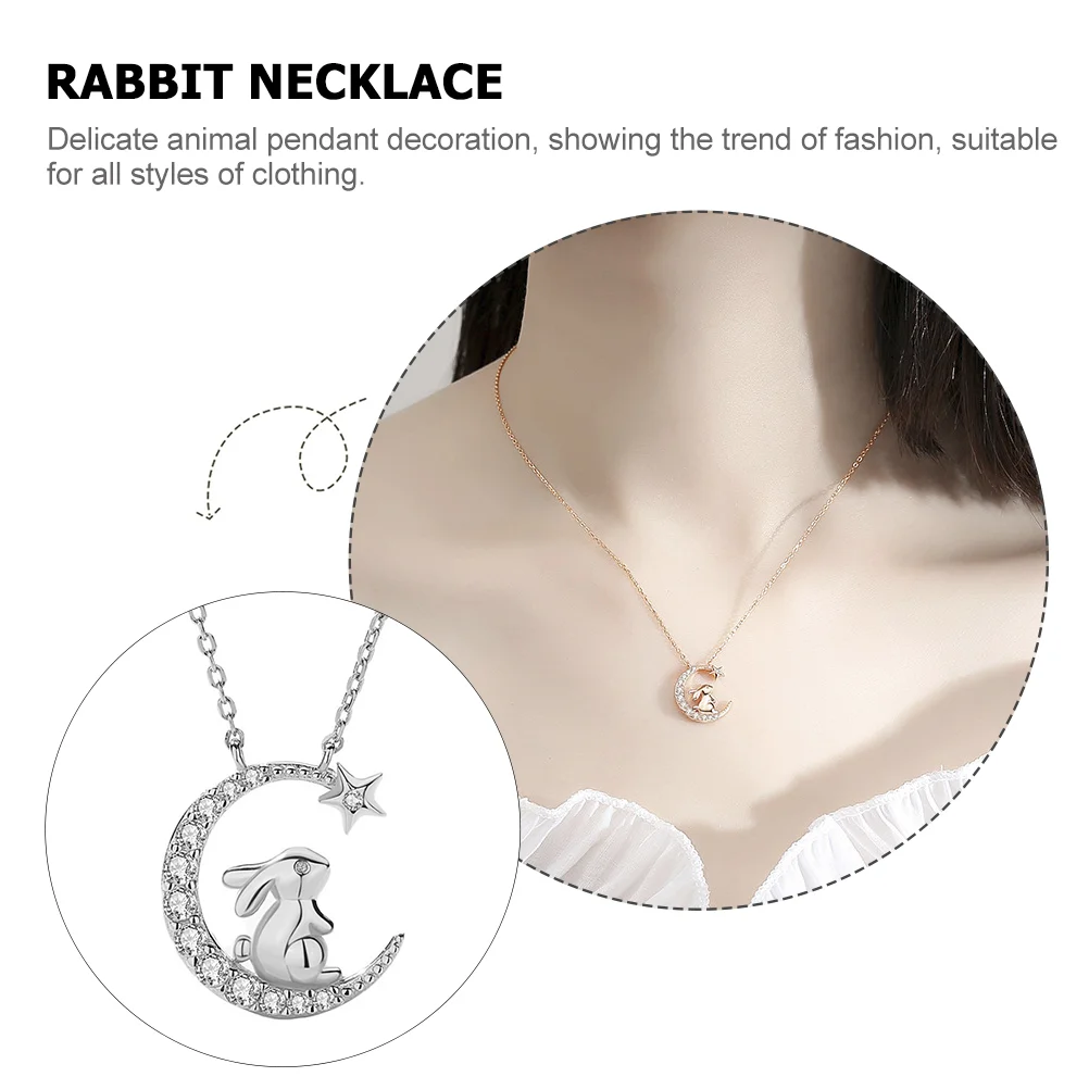 Sterling Silver Necklace Decorative Sister Women Moon Rhinestone Chain for