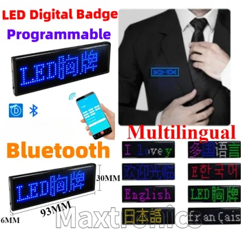 Novo diy multilíngue led digital crachá usb bluetooth programável hd texto nome crachá rolagem led tag sinal módulo luz de exibição
