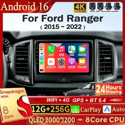 Android 16 For Ford Ranger 2015 2016 2017 2018 2019-2022 Car Radio Stereo QLED Screen GPS Multimedia Carplay Autoradio Head unit