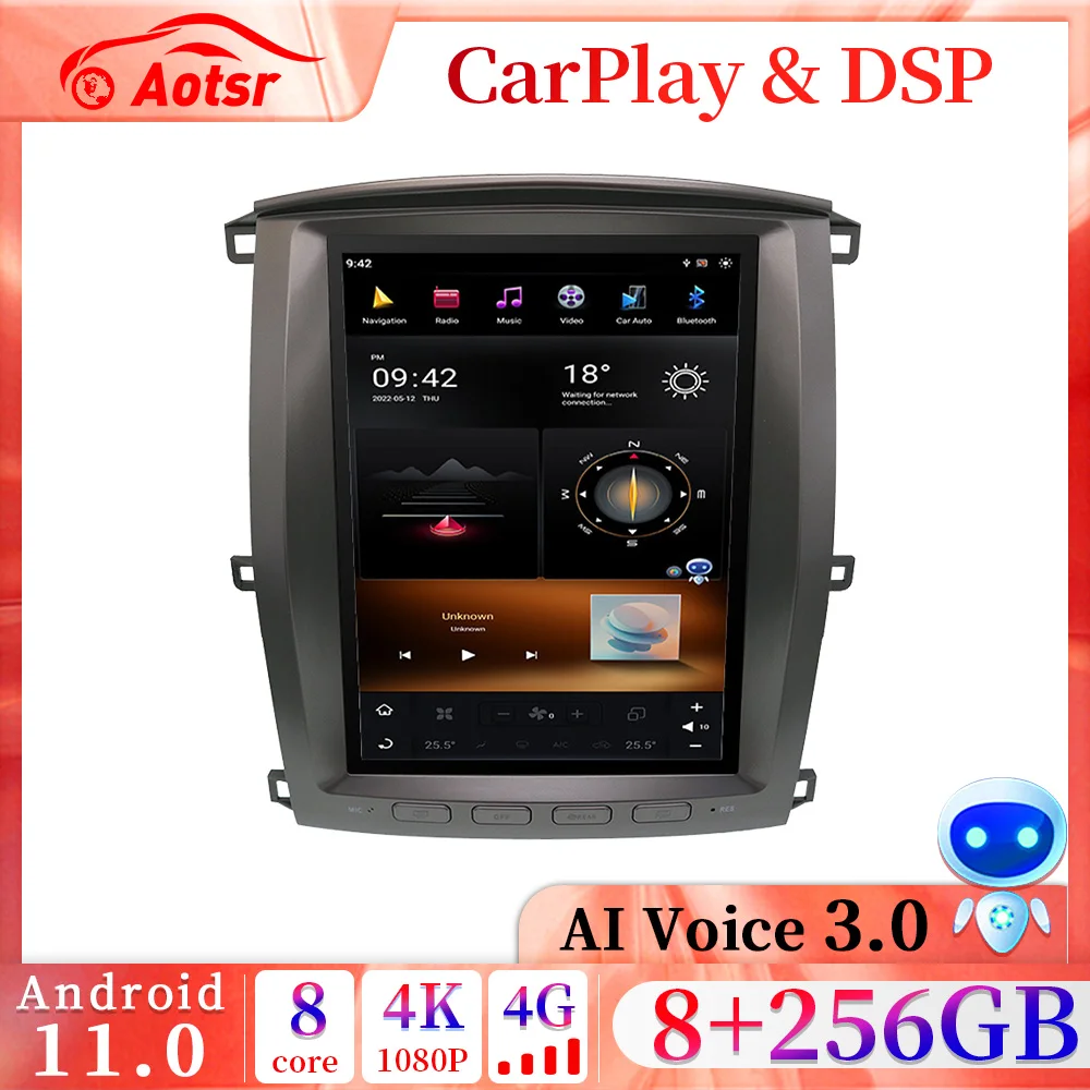 12.1 inch Android 13 For Toyota Land Cruiser LC100 Lx470 2002-2007 Tesla Style Car Radio Multimedia Player Navi Carplay DSP Unit