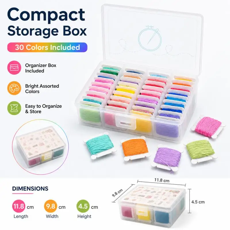 10/5/4/3/2/1 Boxes 36-Color Embroidery Thread Multi-Color Embroidery Thread with Storage Box Sewing and Embroidery Thread Set