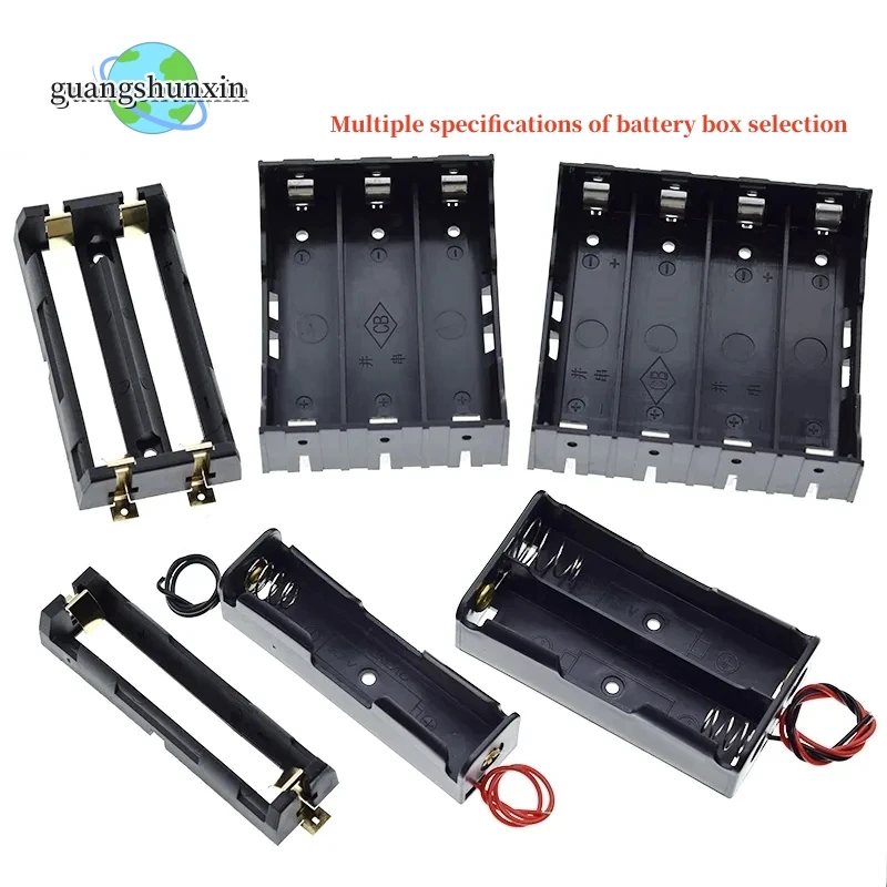 Plastic Standard Size AA/18650 Battery Holder Box Case Black With Wire Lead 3.7V/1.5V Clip