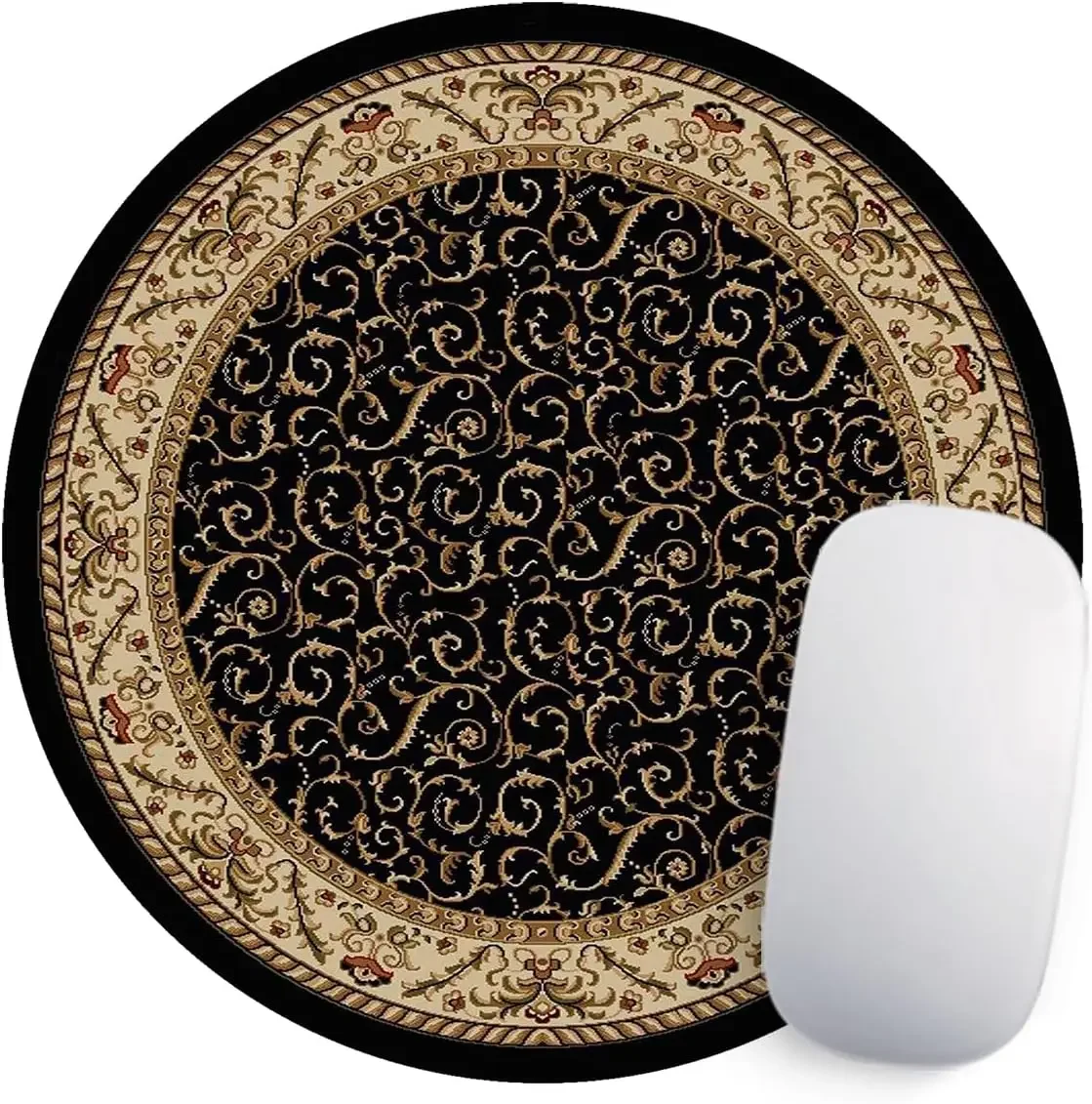 Round Mouse Pad Vintage Oriental Persian Floral Rug Small Office Computer Accessories Carpet Anti-slip Rubber Table Mats for PC