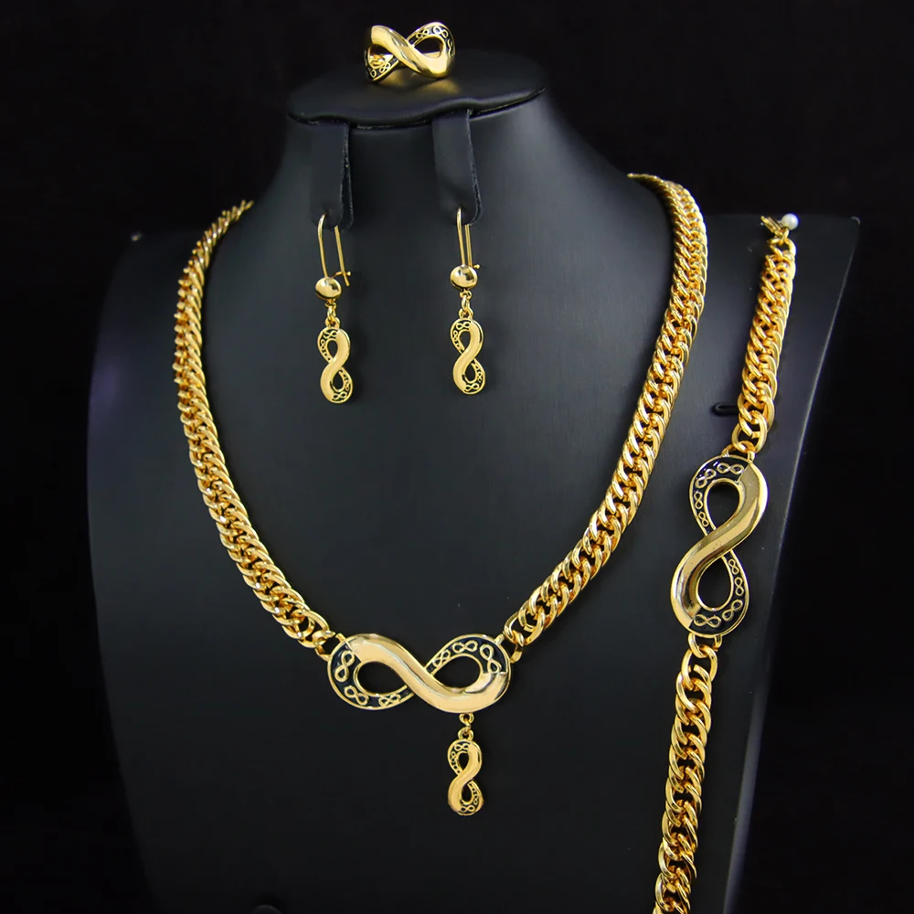 Nahost vergoldet Schmuck Set 21k Dubai Afrika äthiopischen Punk Persönlichkeit Hochzeits feier
