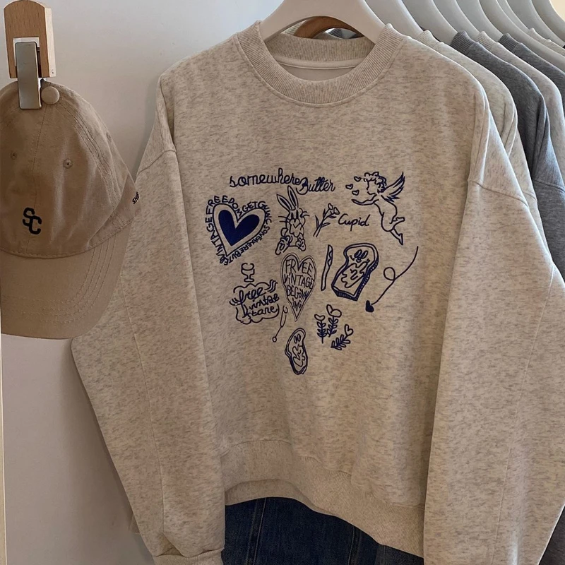 

Американская уличная забавная повседневная толстовка с круглым вырезом и принтом