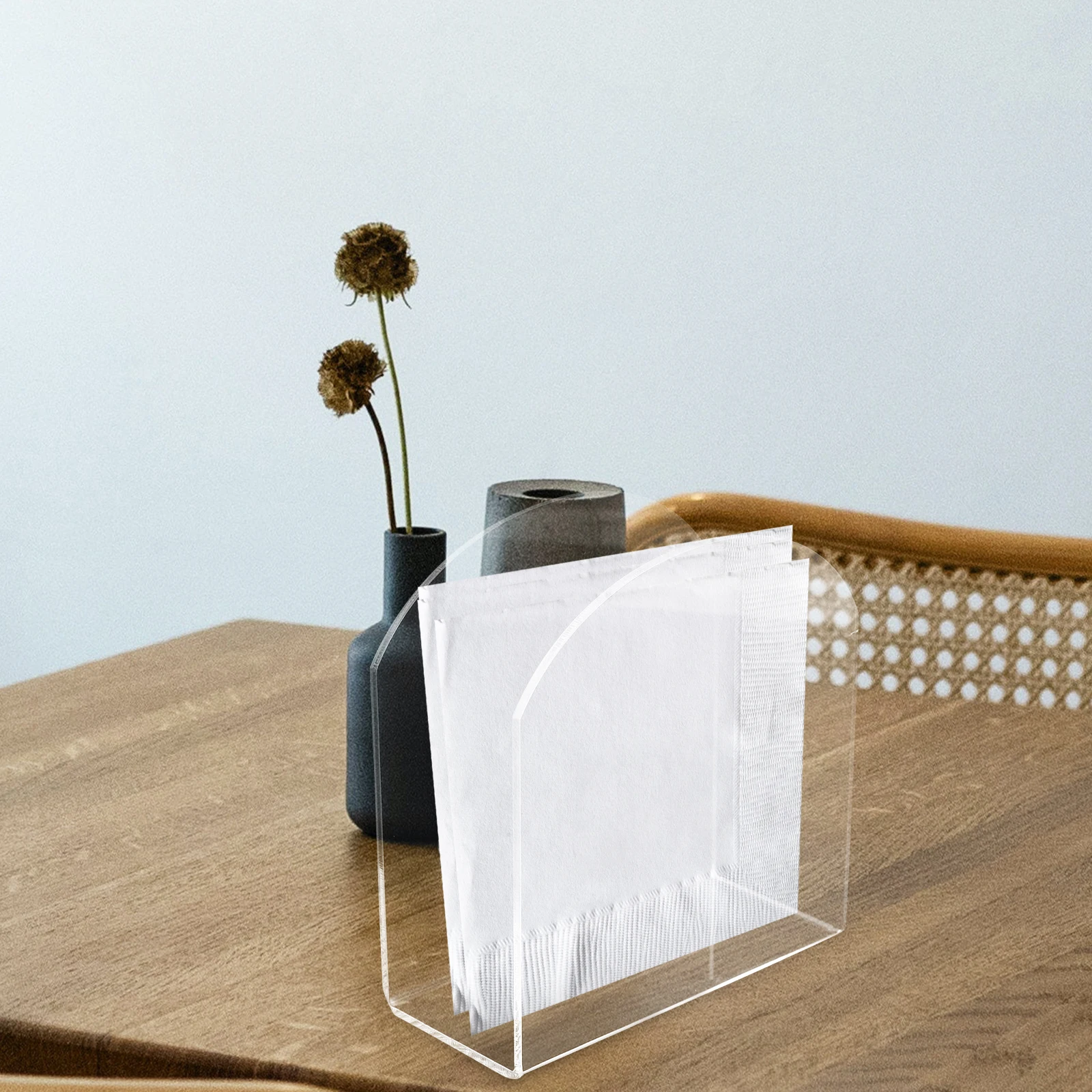 Acrylic Napkin Holder Clear Delicate Design Bathroom Kitchen Rack Tissue Stand Decorative Storage Paper Towel Container