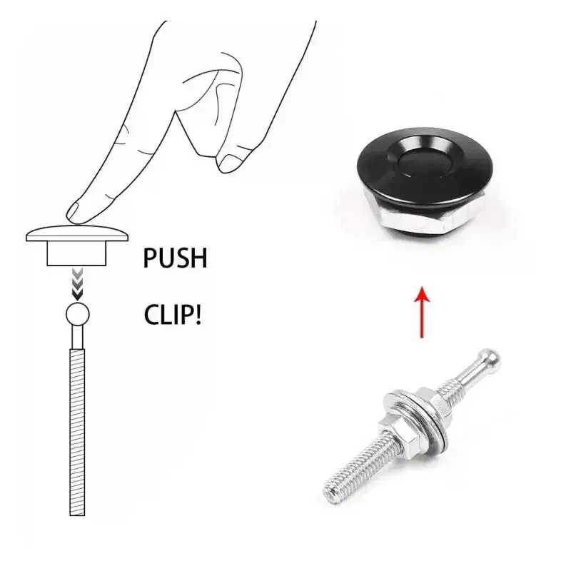 

Universal 30mm Push Button Bonnet Hood Pin Lock Clip Kit Quick Latch Release Engine Bonnet Lock Exterior Parts Articles