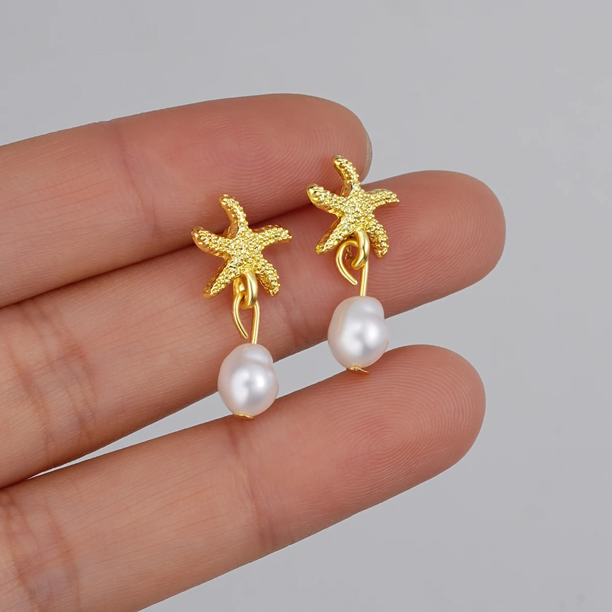 Vintage Starfish Imitation Pearl Pendant Earrings For Women Fashion Elegant Gold Color Earrings Summer Beach Party Jewelry Gifts image 2