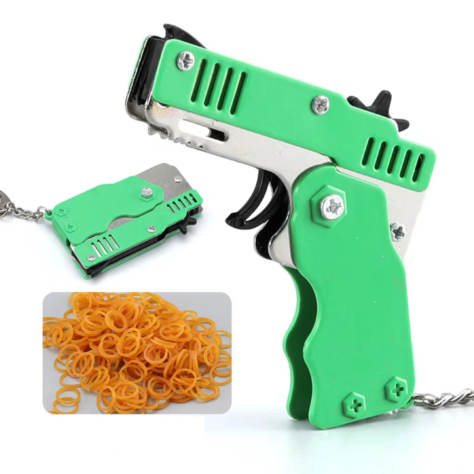 Mini Rubber Band Gun Toy Foldable Design and Durable Great Gift for Birthday Present