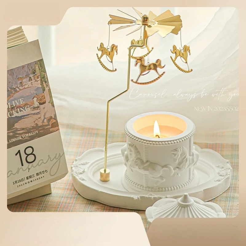 

Ароматические свечи-карусель для девочек, одноклассников, подруг, подарков на день рождения, прочный свет для спальни, дома