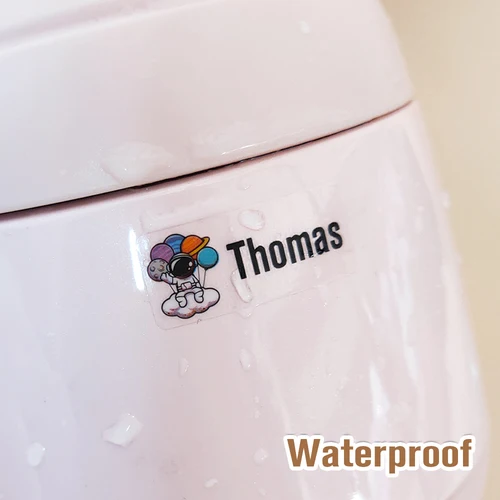 Imagen 2 del producto 200 Uds. Etiquetas adhesivas transparentes personalizadas con nombre de astronauta etiquetas impermeables etiqueta de nombre personalizada hebrea para niños papelería