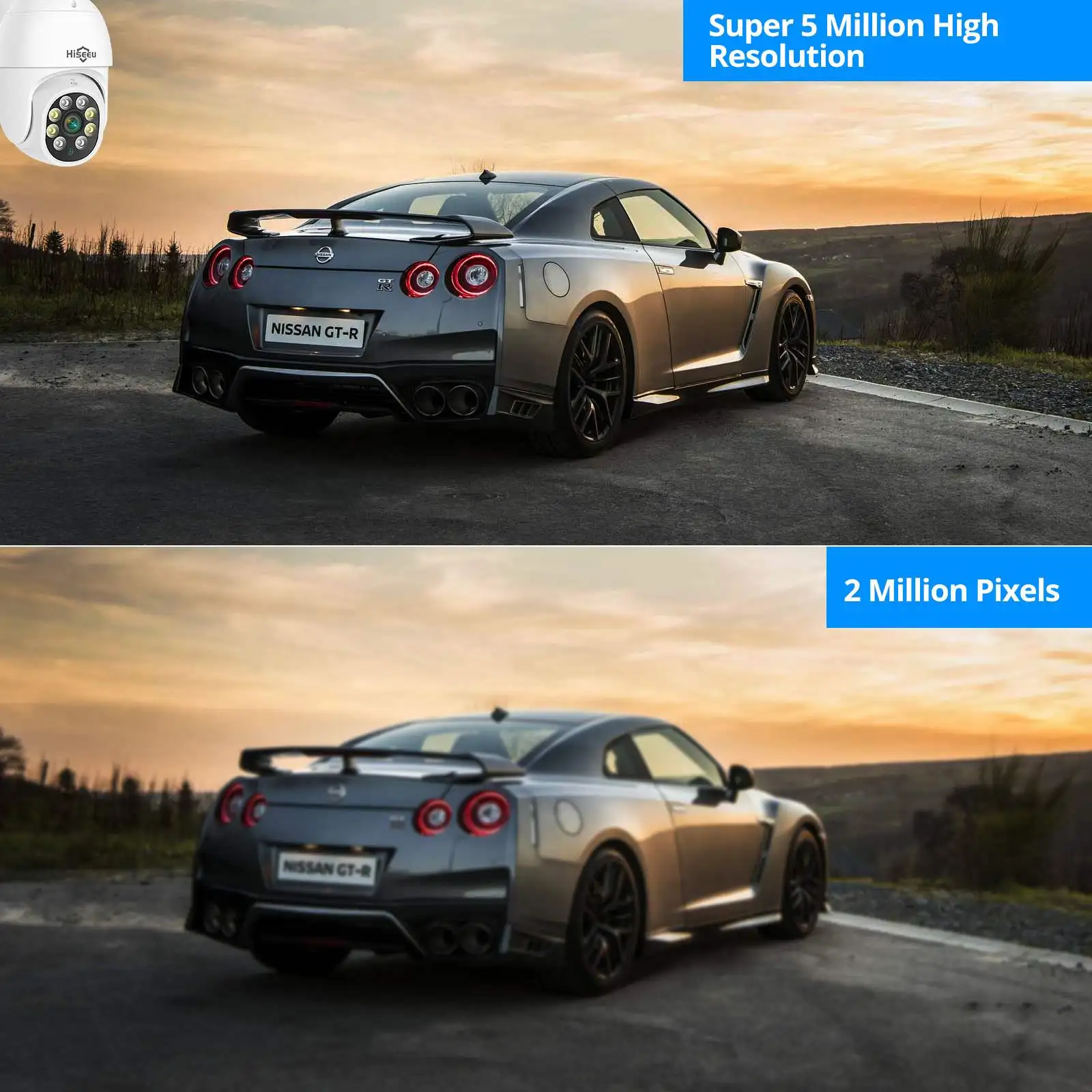 Hiseeu 8CH Wireless CCTV Surveillance Camera System 5MP PTZ WiFi Camera with 12-inch Monitor Color Night Vision Two-way Audio Se