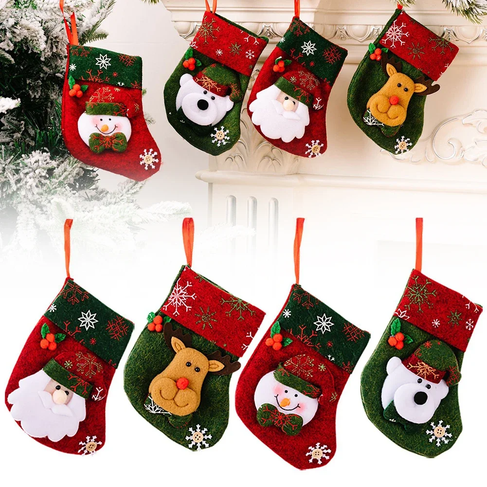 New Year Christmas Stocking Sack Xmas Candy Bag Christmas Decorations For Home Navidad Sock Fireplace Christmas Tree Decor