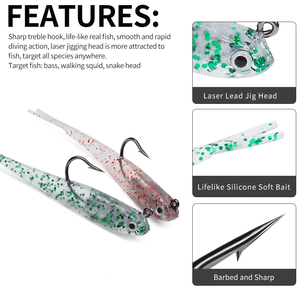 

Bionic lead-head soft fish bait 7cm 5g forked tail small gray fish simulation lure bait, upturned mandarin fish, sea bass