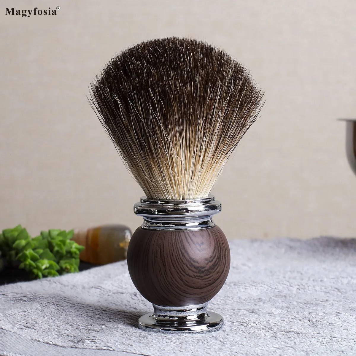 Magyfosia Luxury Men's Shaving Brush for Soap,Foam or Cream with Premium Soft Pure Friendly Badger Bristles Male Grooming Gift