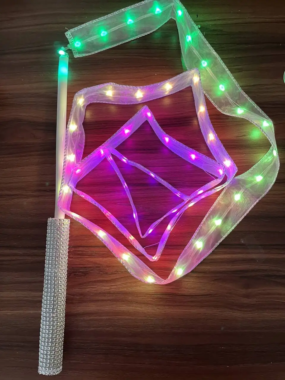 

LED Colorful Ribbon Luminous Hand Props Gym Ribbons LED Rhythmic Gymnastics Ribbon for Stage Performance Belly Dance Props