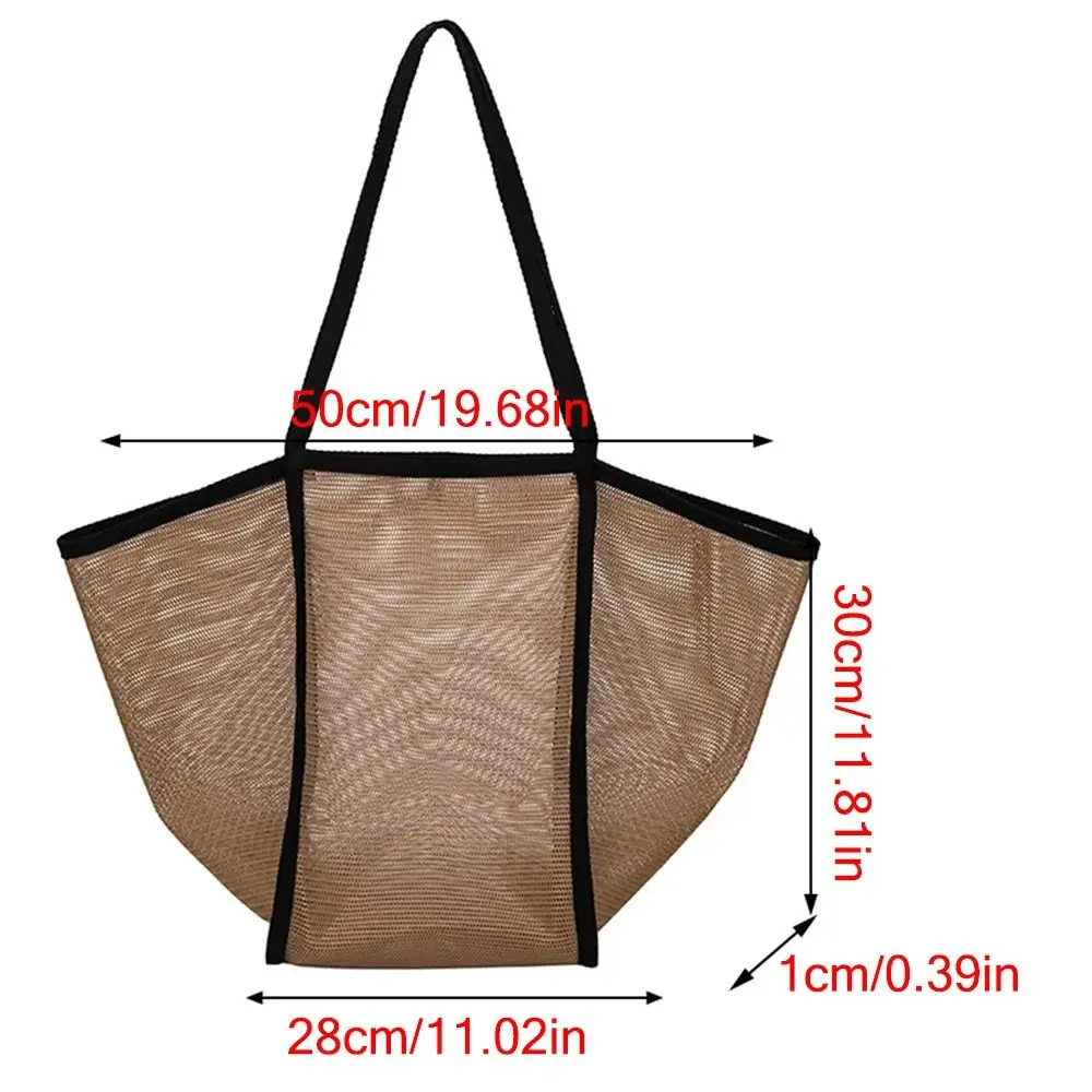 Multicolor Mesh Shoulder Bag Portable Translucent Multi-purpose Mesh Tote Bag Light Versatile Large-capacity Swimming Handbag