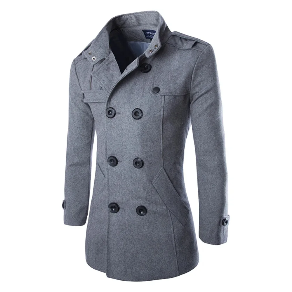 

Shipping Drop Autumn Men Dust Coat Woolen Overcoat Slim Fit Outwear 2 Colors M-5XL AYG118