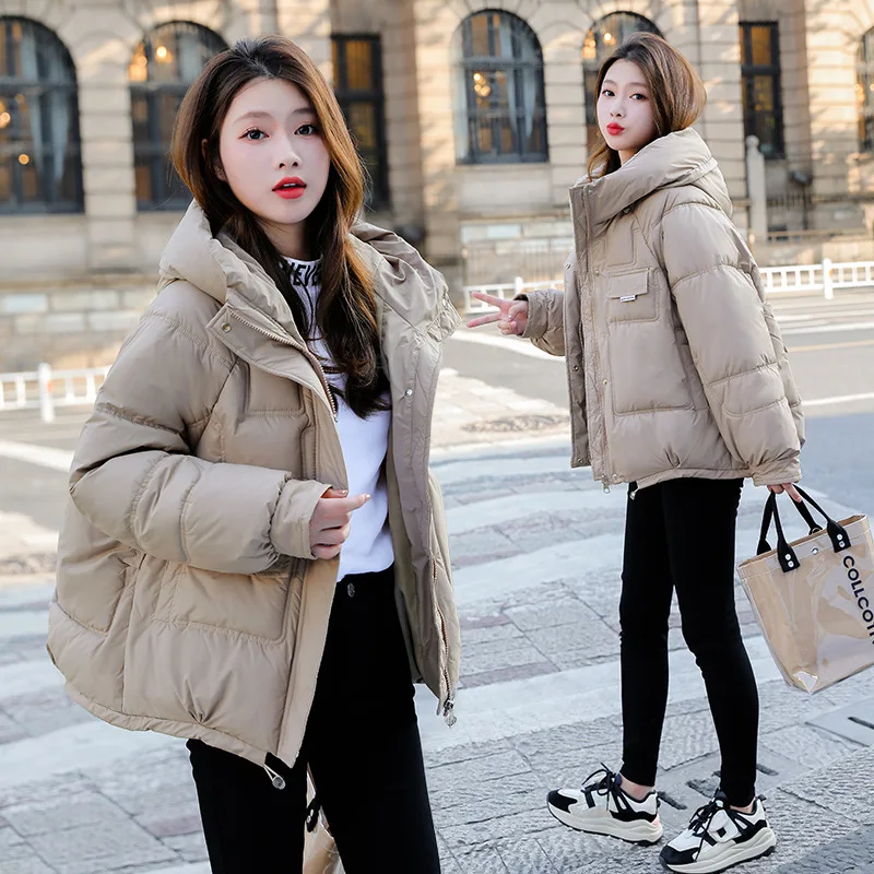 New 22 winter hooded short loose A-line bread jacket cotton jacket small jacket for women