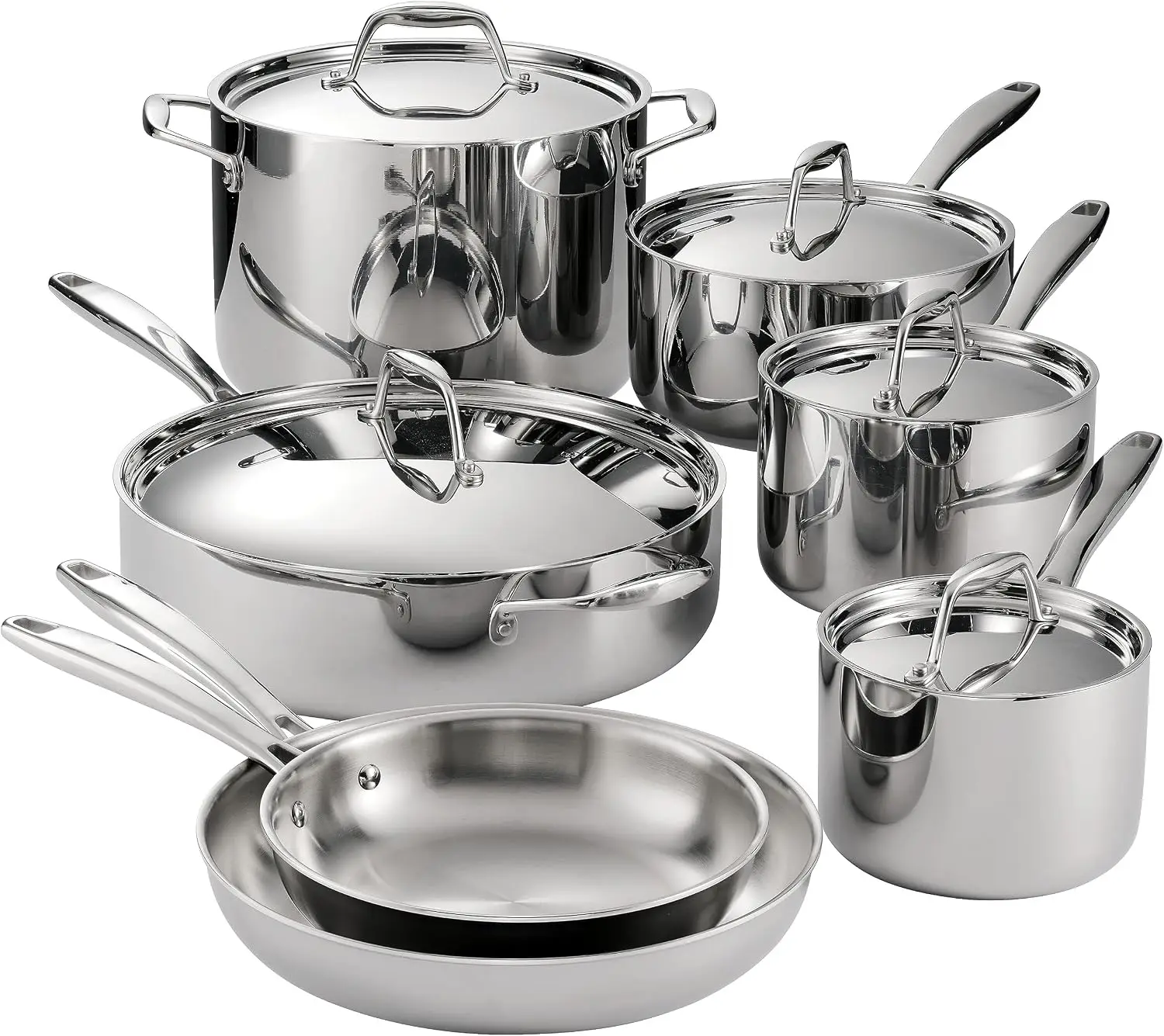 Stainless Steel Signature Pots Pans Set 12 Piece Tri Ply Clad