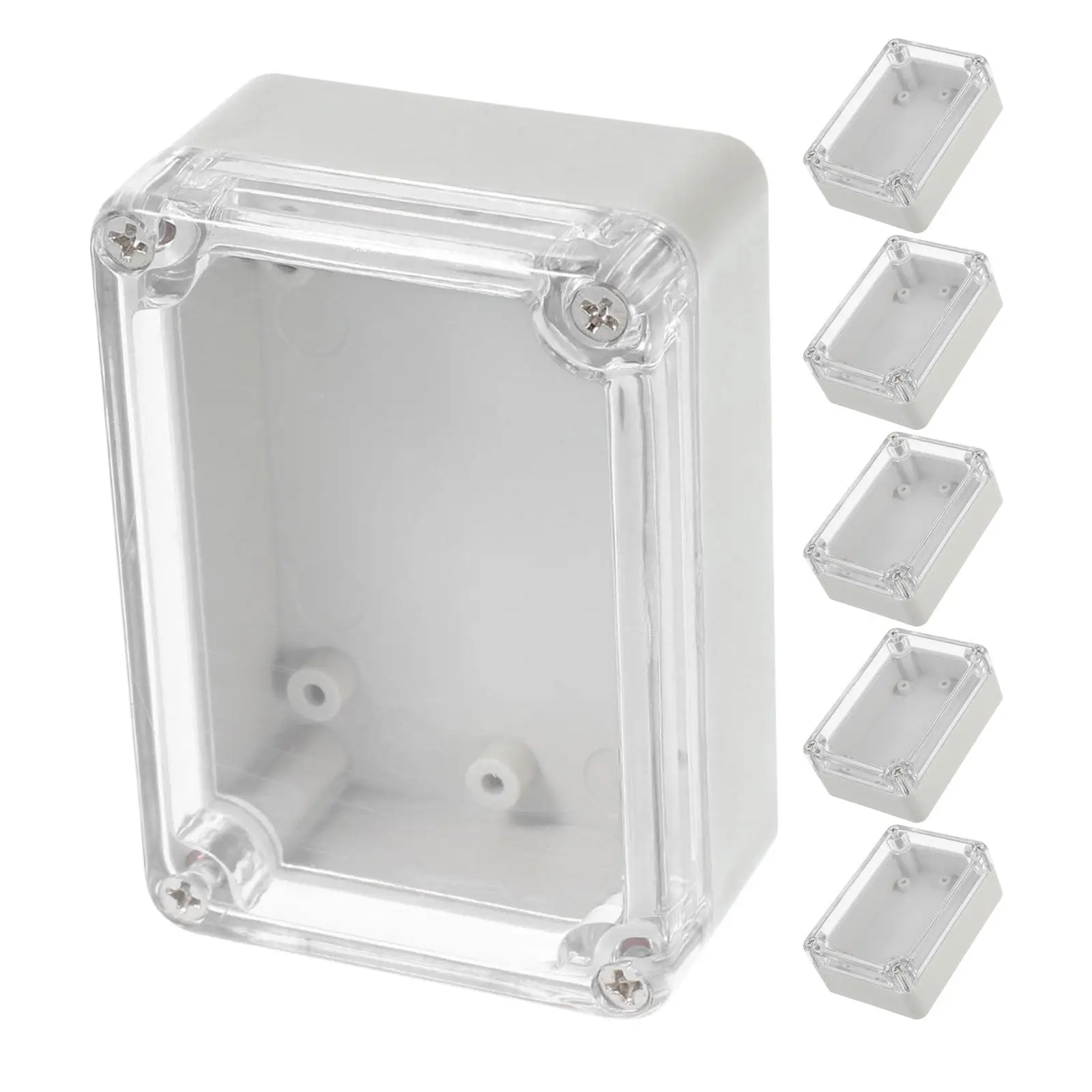 6Pcs Transparent Waterproof Electrical Box Outdoor Alarm Enclosure Weatherproof Plastic Junction Box for Electronics