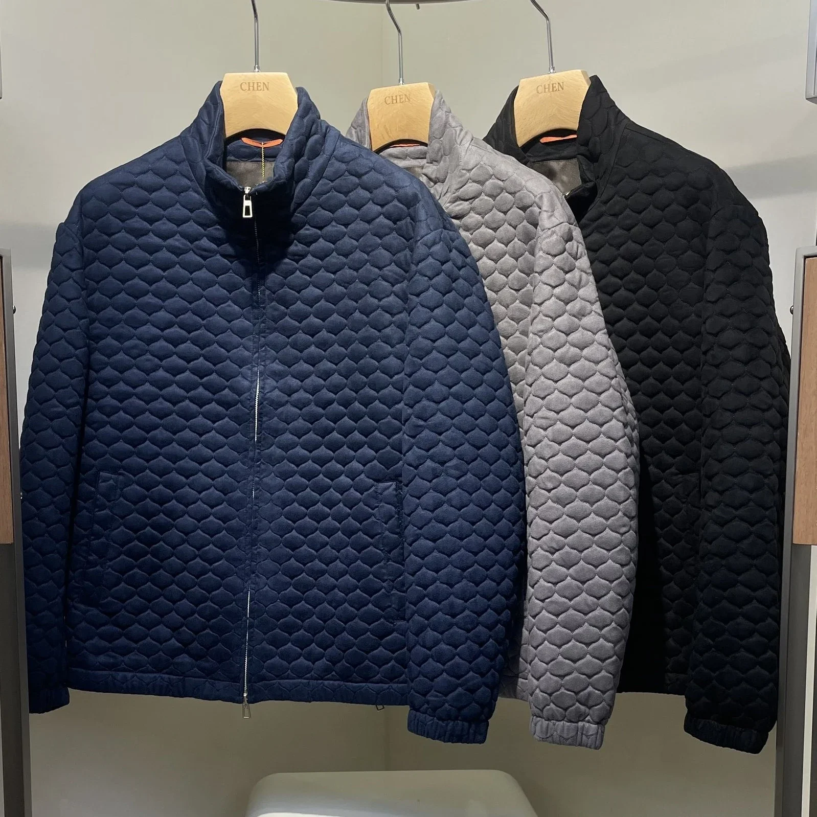 

LP Italy 25aw solid color stand-up collar rhombus cotton casual jacket