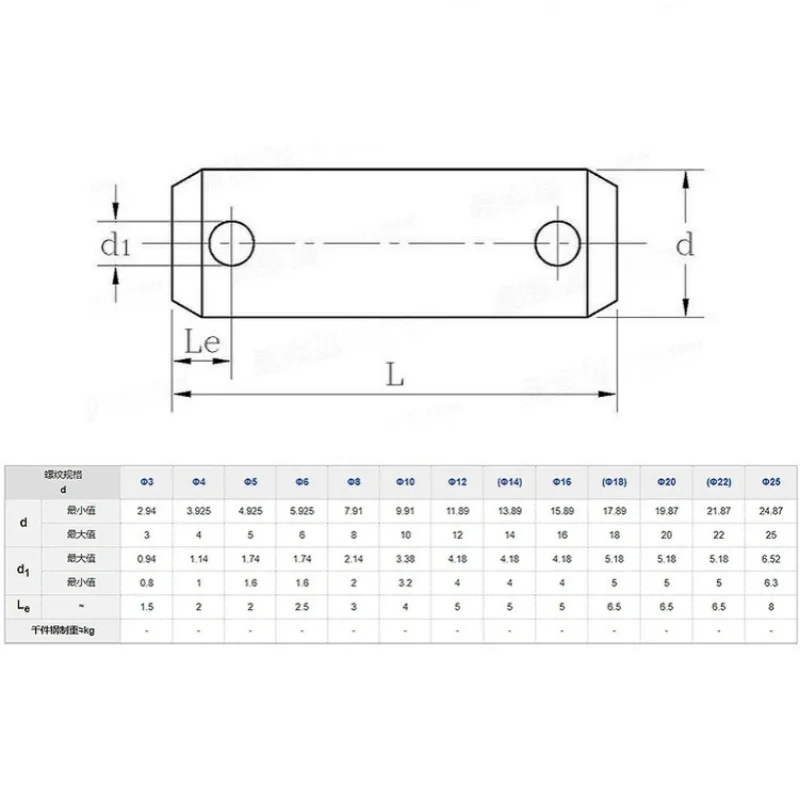 M4 M5 M6 M8 M10 M12 304 Stianless Steel Double Headed With Holes Cylindrical Pin Shaft Locating Pins