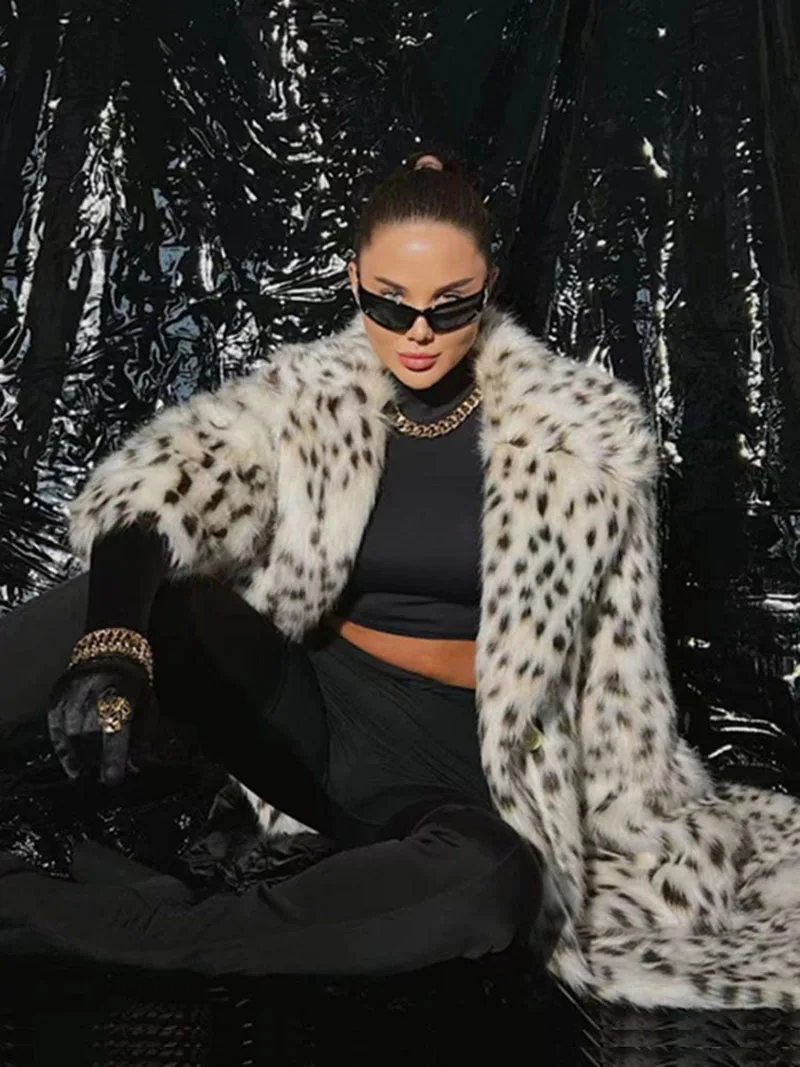 ZADORIN الفاخرة مربوط طويل ليوبارد فو الفراء معطف امرأة Y2k الملابس موضة التلبيب سميكة الدافئة رقيق سترة معاطف الفراء ملابس خارجية