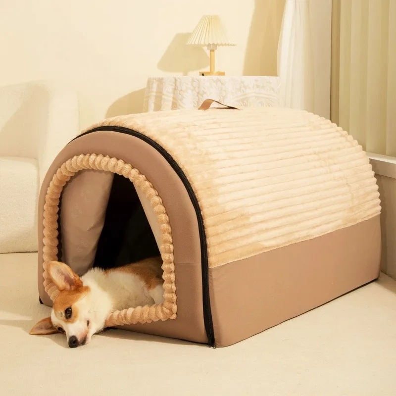 

Enclosed Dog House Tent-style Cat Bed Comfortable and Warm Winter Bed with Extra Thickness Removable and Easy-to-clean Dog Bed