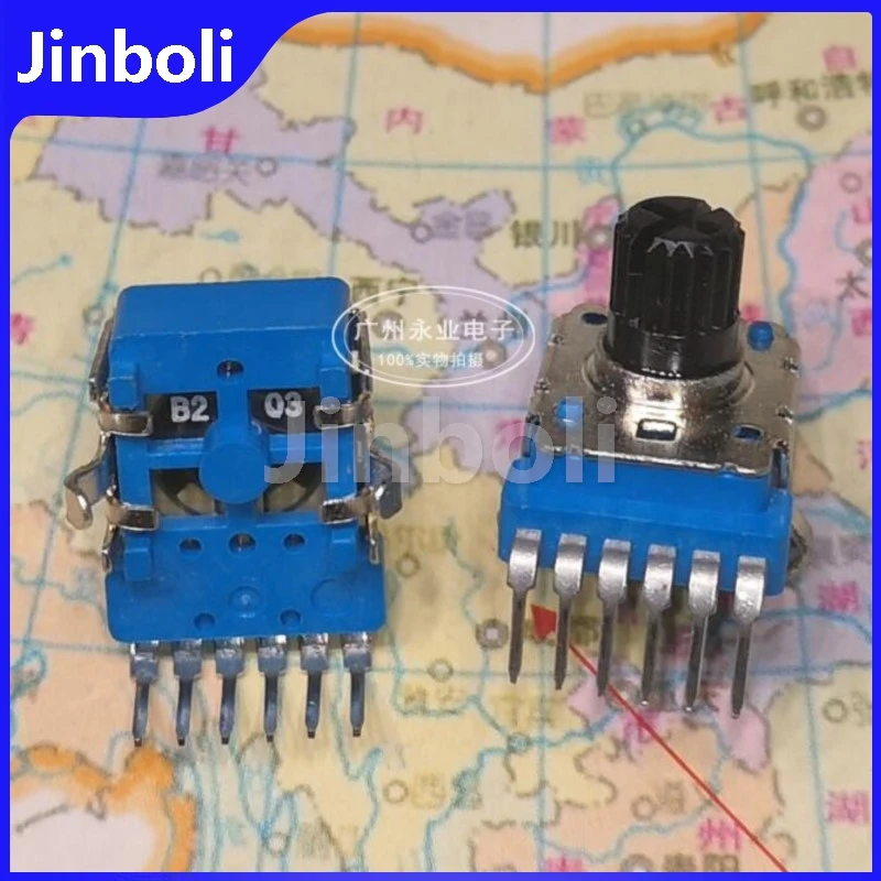 RK12 타입 더블 수직 회전 전위차계, 6 핀 B20K B203 오디오 볼륨 조정 전위차계, 샤프트 길이 8mm, 2 개