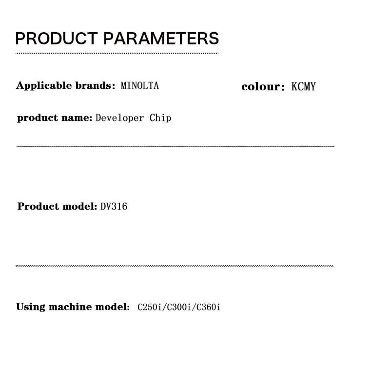Chip desarrollador DV316 BK/C/M/Y para MINOLTA bizhub C250i/C300i/C360i