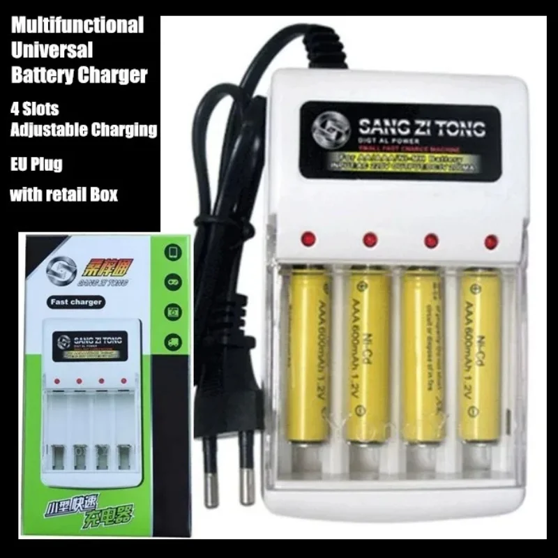 

100-240V Multifunctional EU Plug Universal Battery Fast Charger,4 Slot Adjustable Charging,Standard AA,AAA Rechargeable