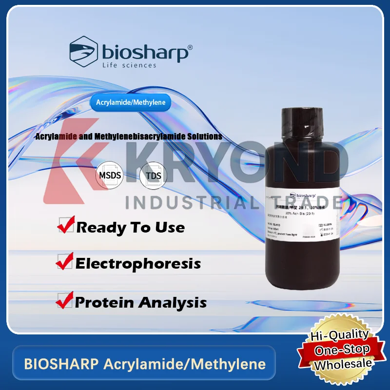 BIOSHARP أكريلاميد/ميثيلين 29:1، حل 30% لتطبيقات الجل الكهربائي وتحليل البروتين المنتج الأصلي