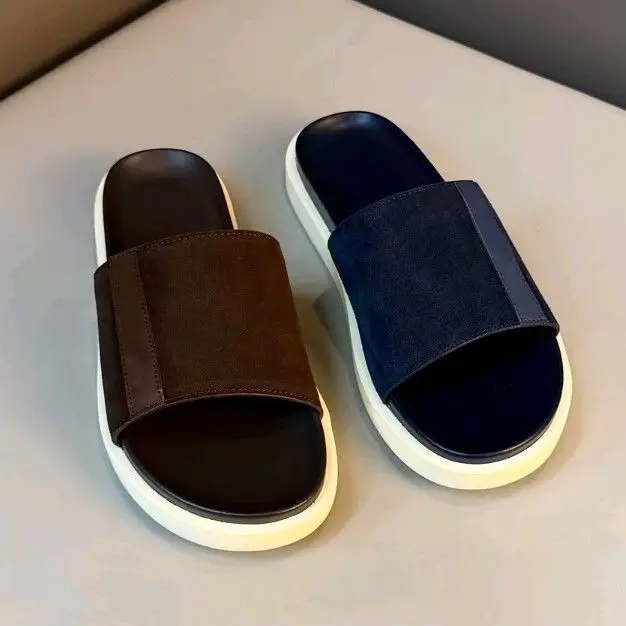 Men's Fashionable Casual Breathable Lightweight Summer Sandals Leather Patchwork Universal Comfortable Outdoor Wear Thong Sli...