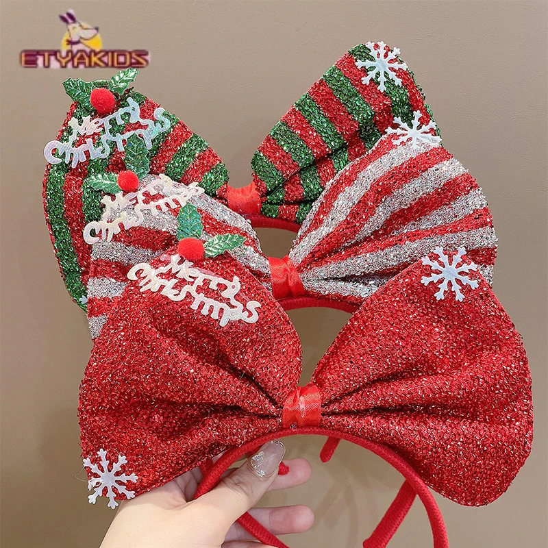 2025 New Chriatmas New Year Large Bow Headpiece Butterfly Headband for Kids Gift Festival Dress Up Props Princess Headwear