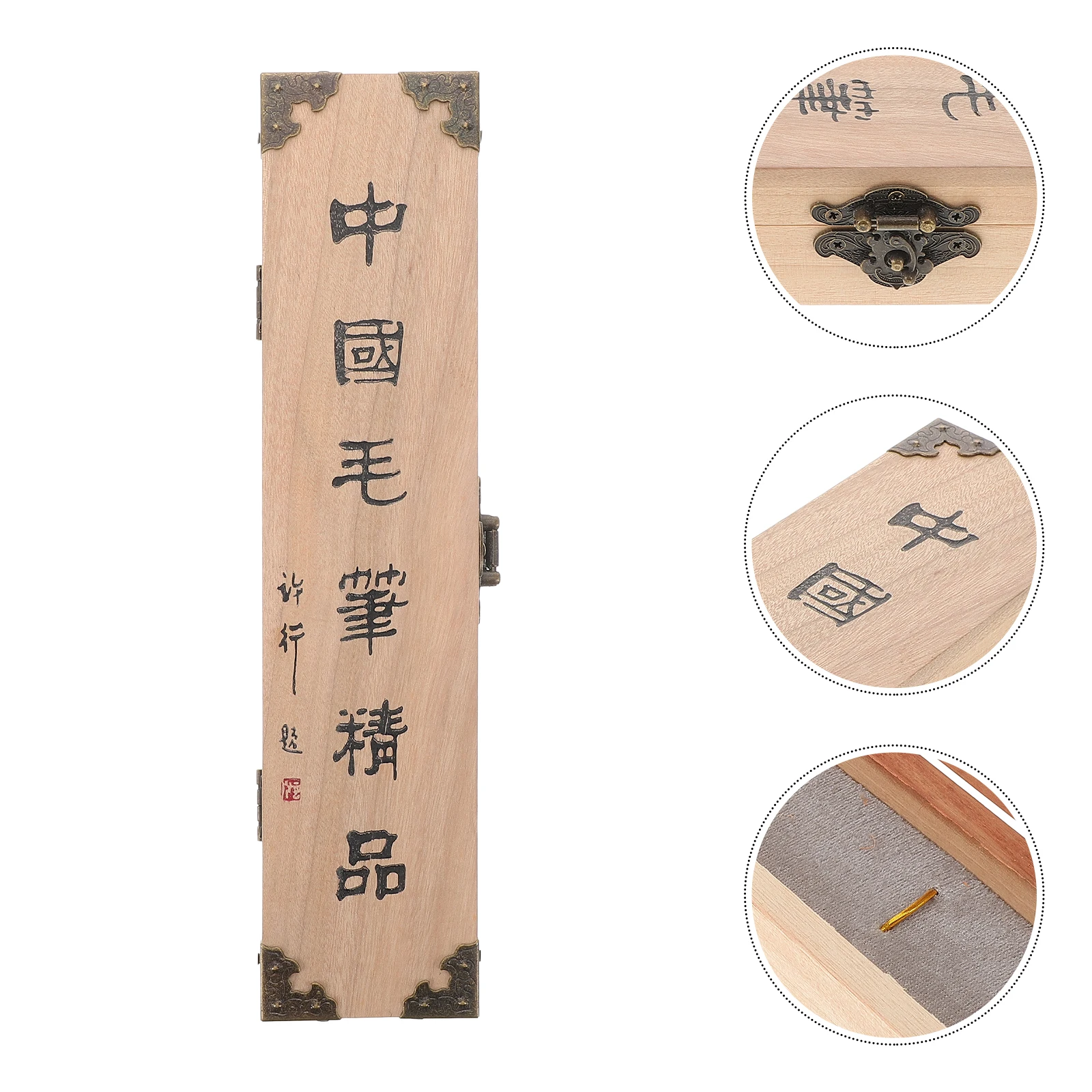 

Wood Brush Gift Box Calligraphy Case Holder Wooden Storage Container