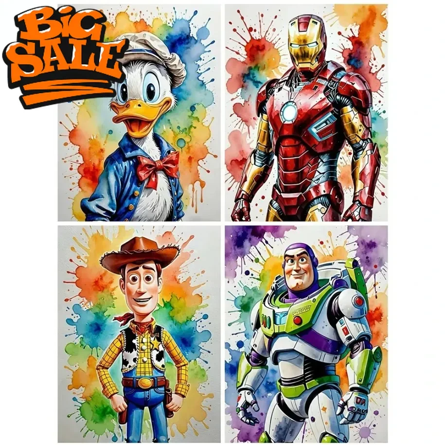 Pictures By Numbers Donald Duck DIY Paint Kit for Adults Toy Story Cartoon Rabbit Oil Painting Iron Man Child Gift without frame