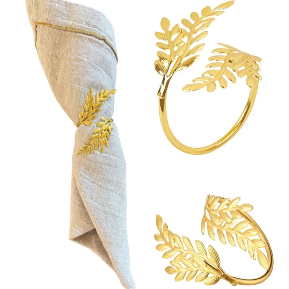 

12pcs/lot Wheat napkin ring party holiday decoration metal napkin buckle versatile simple mouth cloth ring