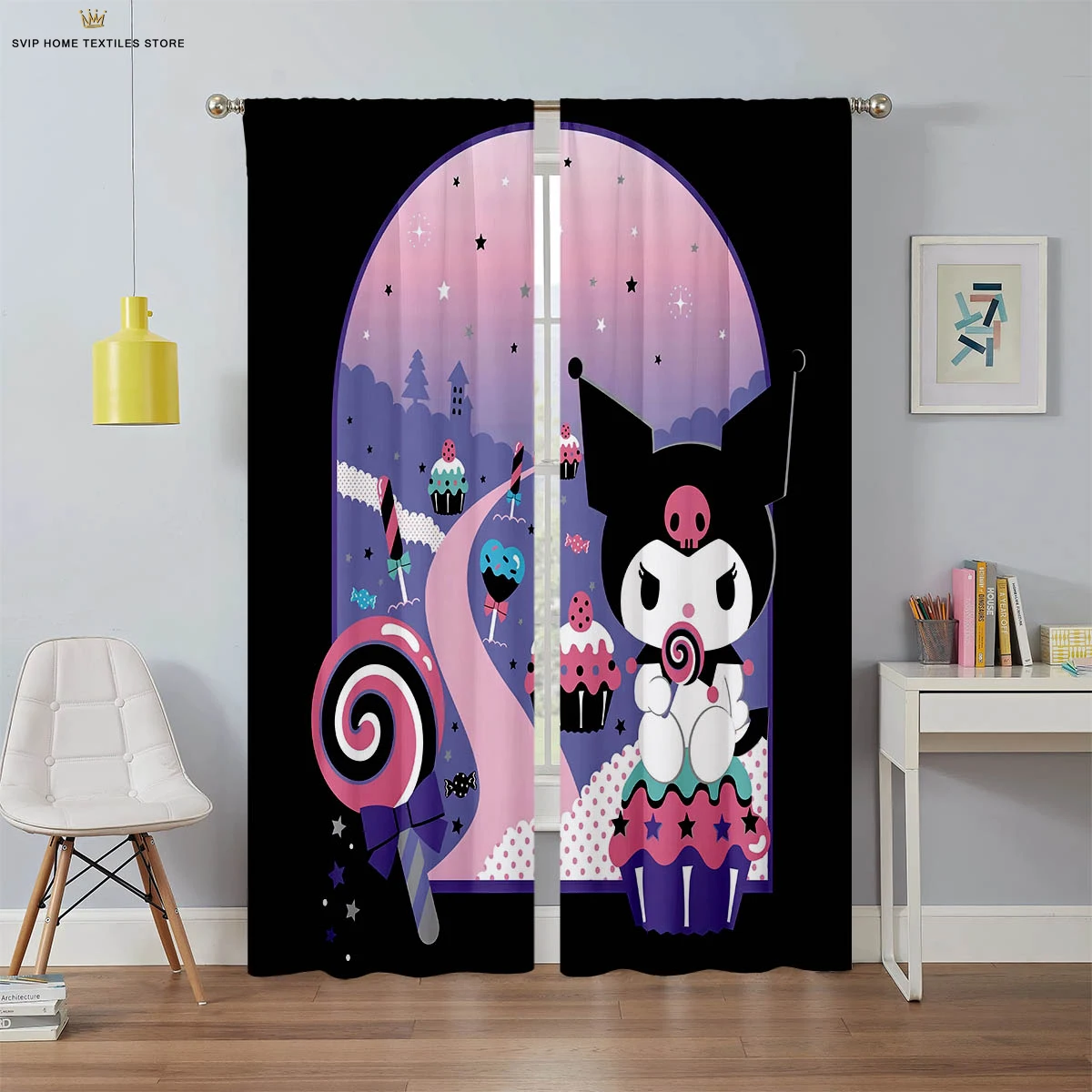 Cute Cartoon Pink Curtains for Girls, Children's Room Window Curtains, Suitable for Children's Room, Living Room, Study