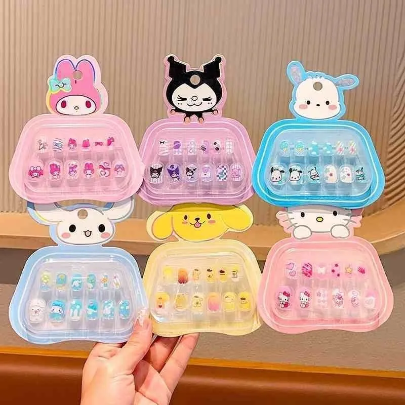 

Cinnamoroll My Melody Anime Kawaii Sanrio Ins Children Nail Patches Cute Wearing Nail Sticker Decoration Gifts for Kids