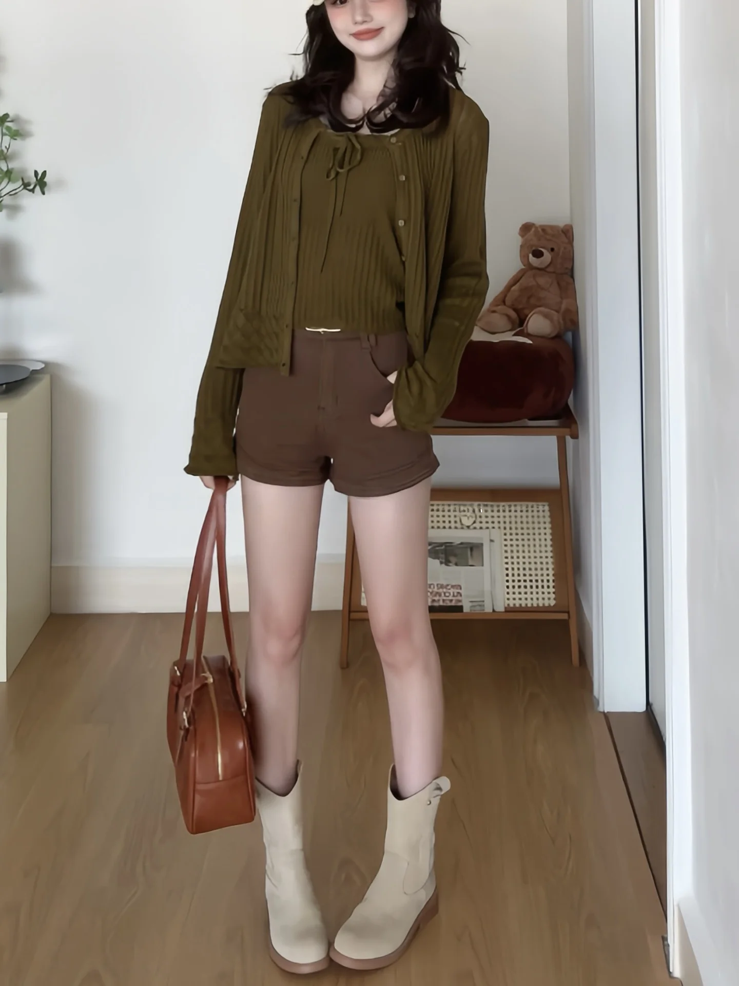 

High Waist A-Line Denim Shorts Women's High Elasticity Salt Butt Lifting Slimming American Style Hot Pants Casual Cotton Zipper