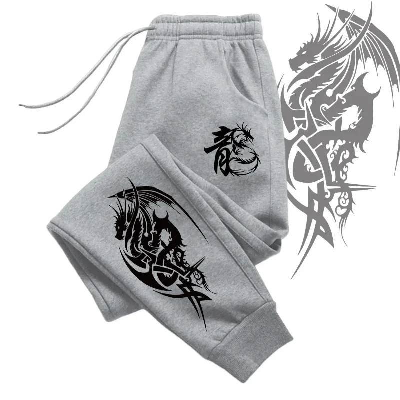 

2025 Dragon Printed Fashion Sweatpants for Men All Season Daily Casual Sports Jogging Pants Male Home Outdoor Comfort Trousers