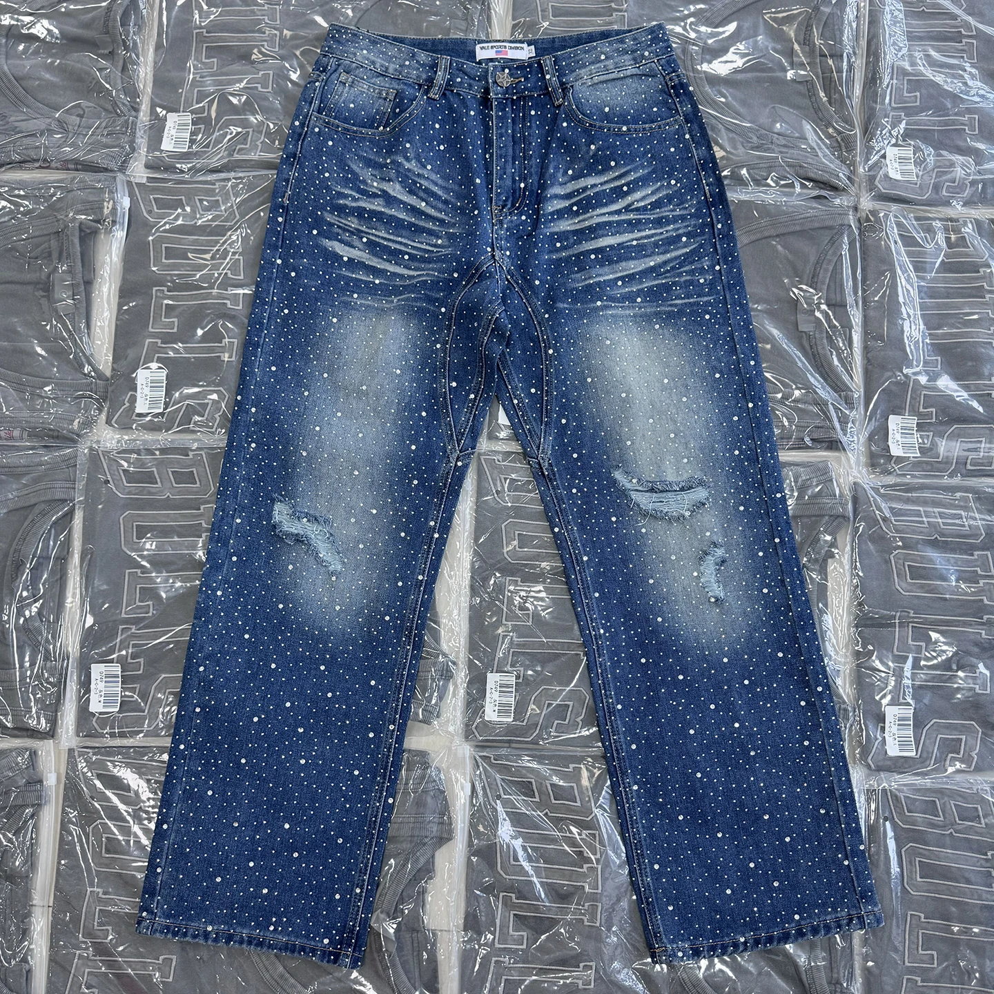 

American High Street Sle Heavyweight Denim Jeans Men's Women's Faion Loose Casual Straight Leg Wide Leg Long Trousers