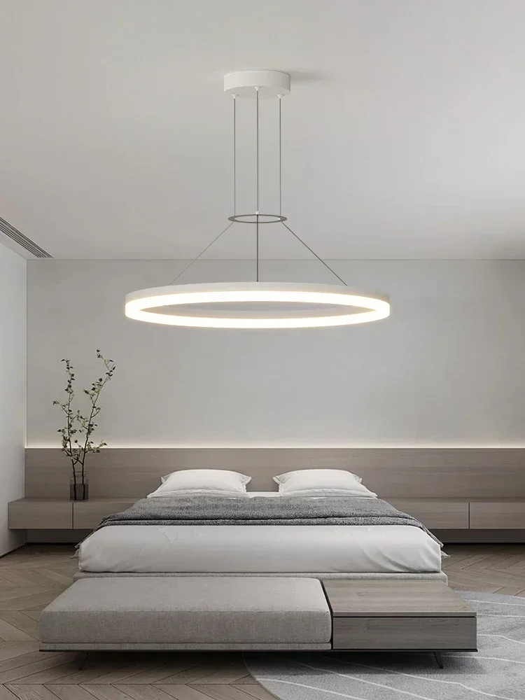 Modern Minimalist Led Pendant Lamp For Living Room Bedroom Dining Kitchen Black Ring Hanging Ceiling Chandelier Lighting Fixture