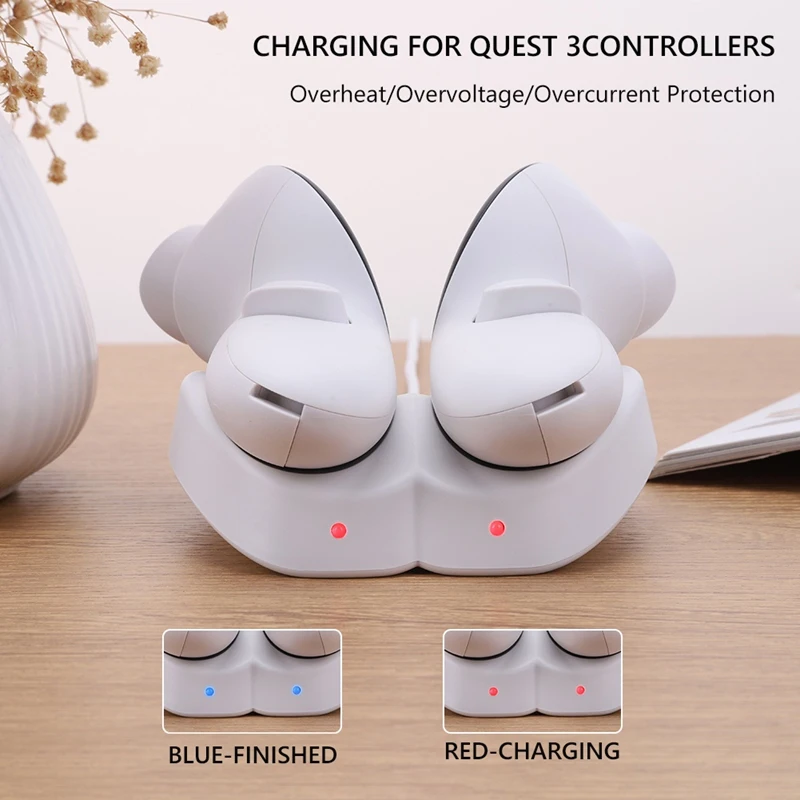 Dock di ricarica con 2 batterie ricaricabili Ricarica rapida da 20 W con indicatore LED per Oculus Quest 3/Meta Quest 3
